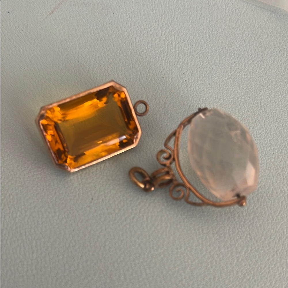 TWO ANTIQUE GLASS PENDANTS/FOBS